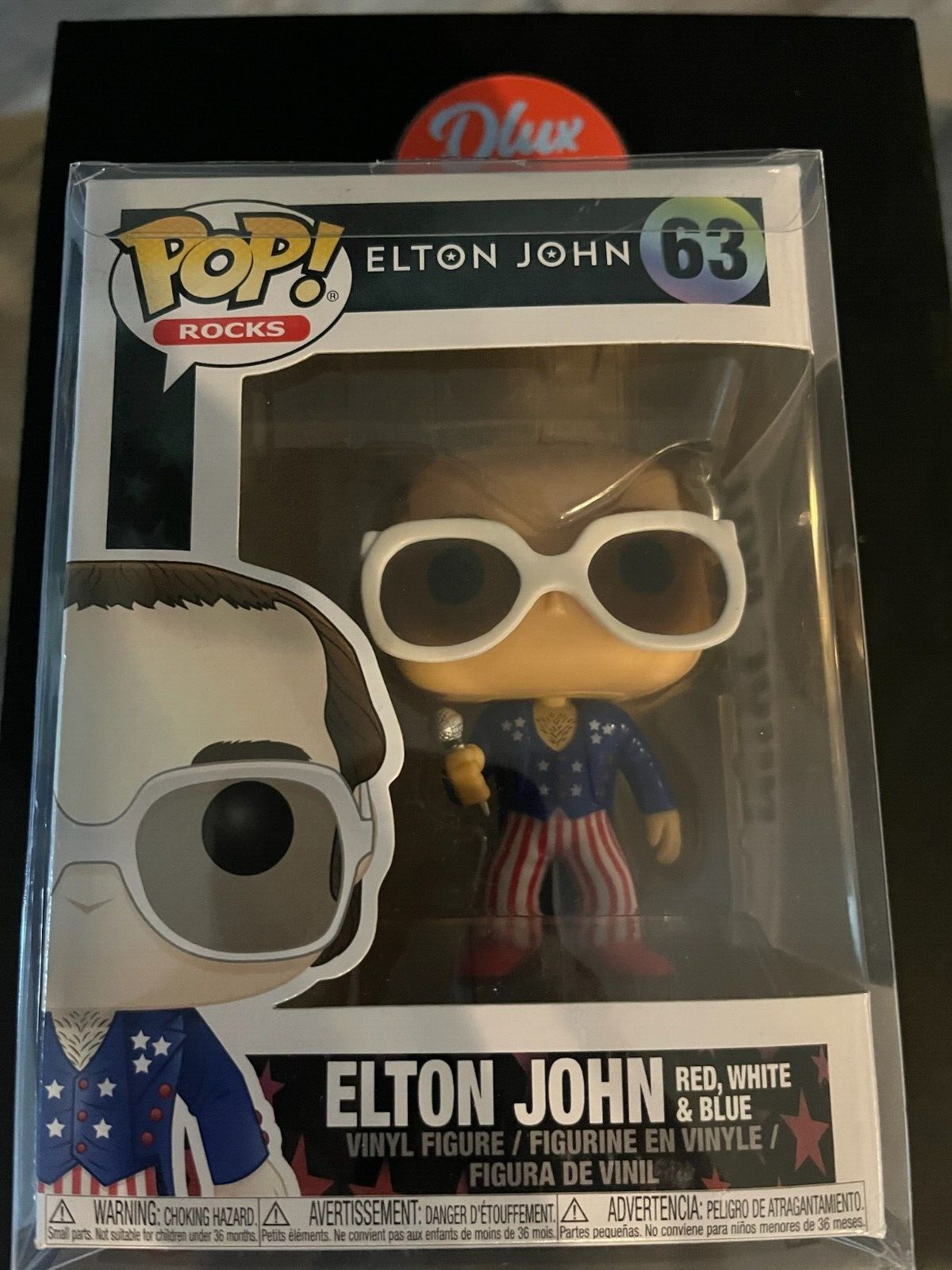 Funko Pop Rocks: Elton John (Red, White, & Blue) Figure 63 NEW in protector