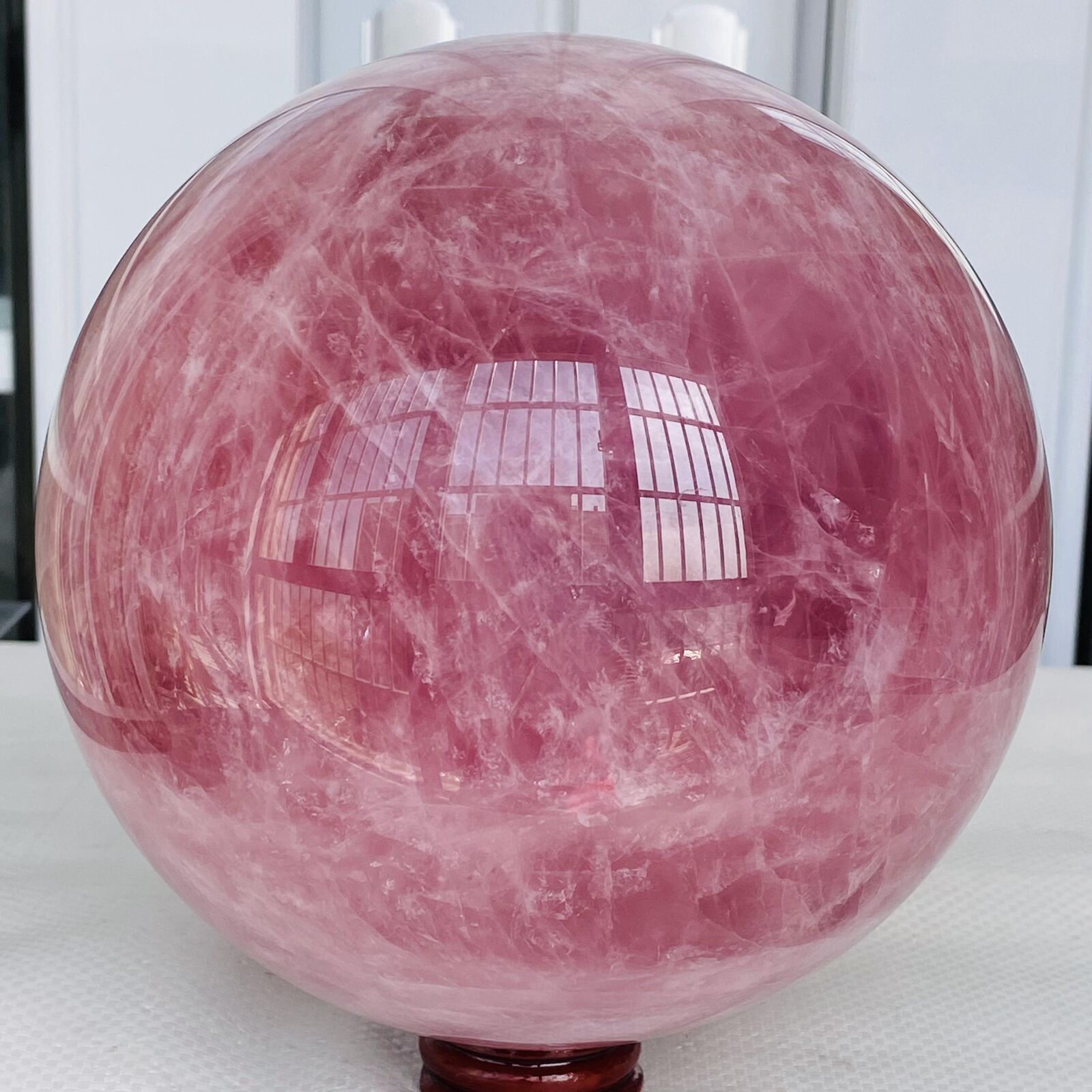 Natural Pink Rose Quartz Sphere Crystal Ball Reiki Healing 4480G