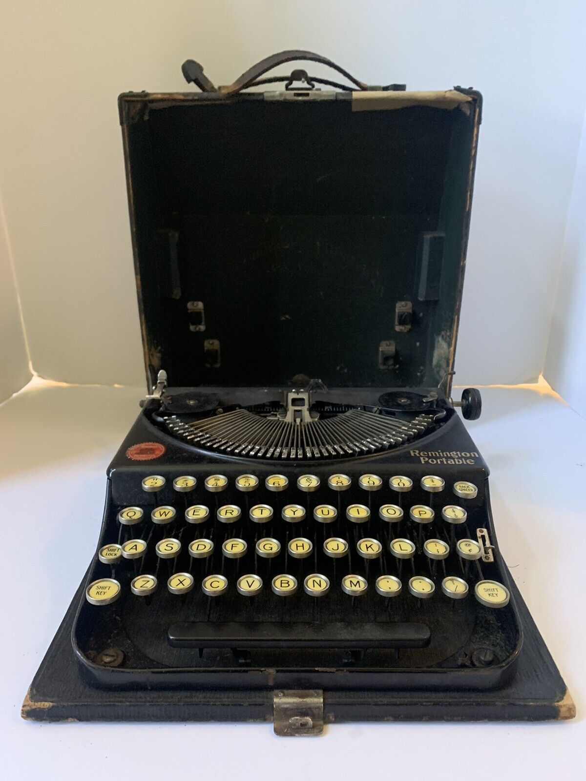 Antique 1920's Remington Portable Typewriter Model No 1  with Case- Working Glas