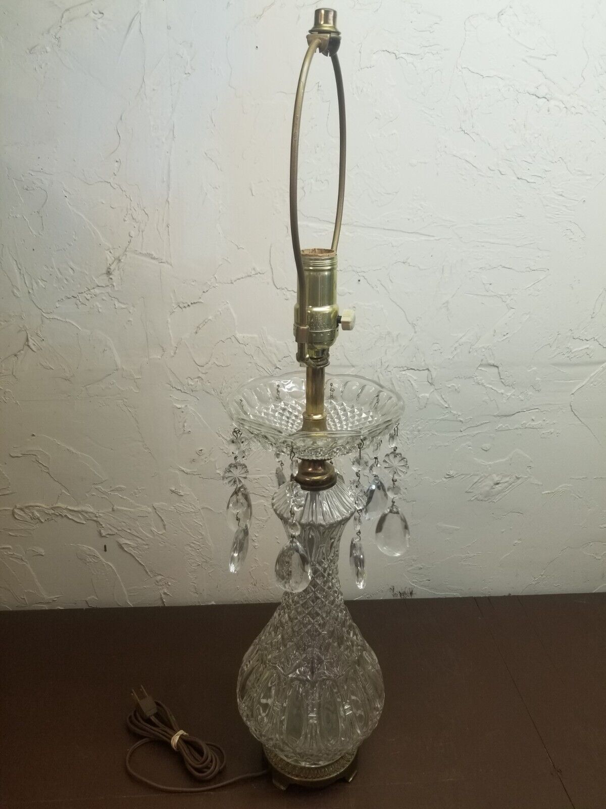 Vintage glass crystal table lamp