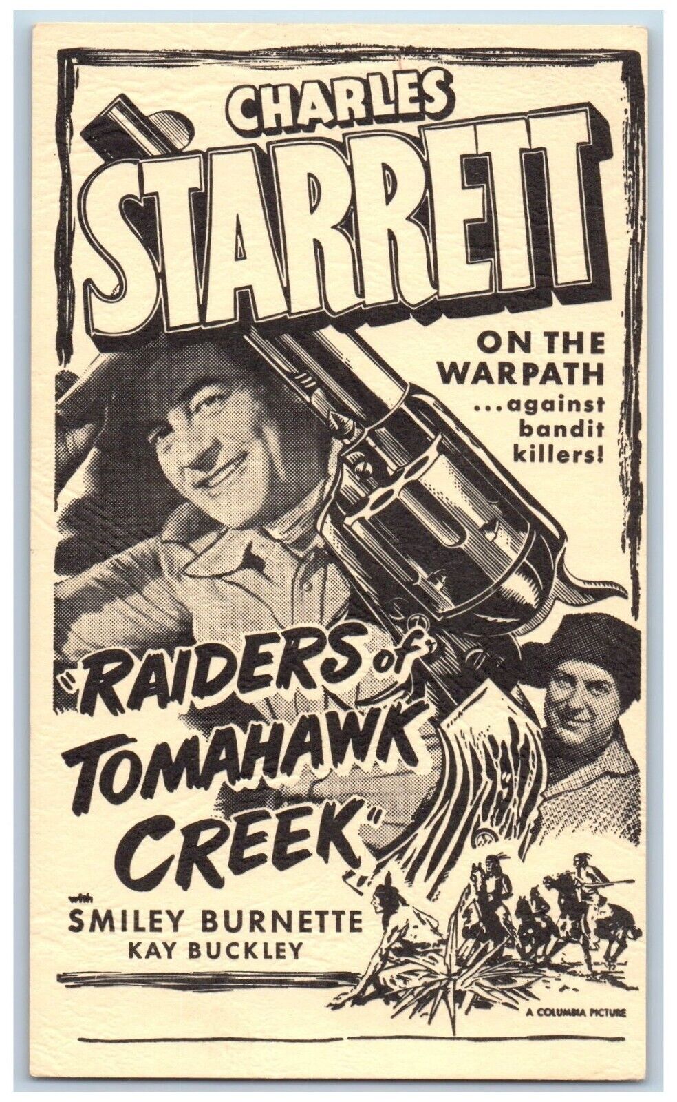 Charles Starrett Postcard Raiders Of Tomahawk Creek Movie Advertising c1910\'s