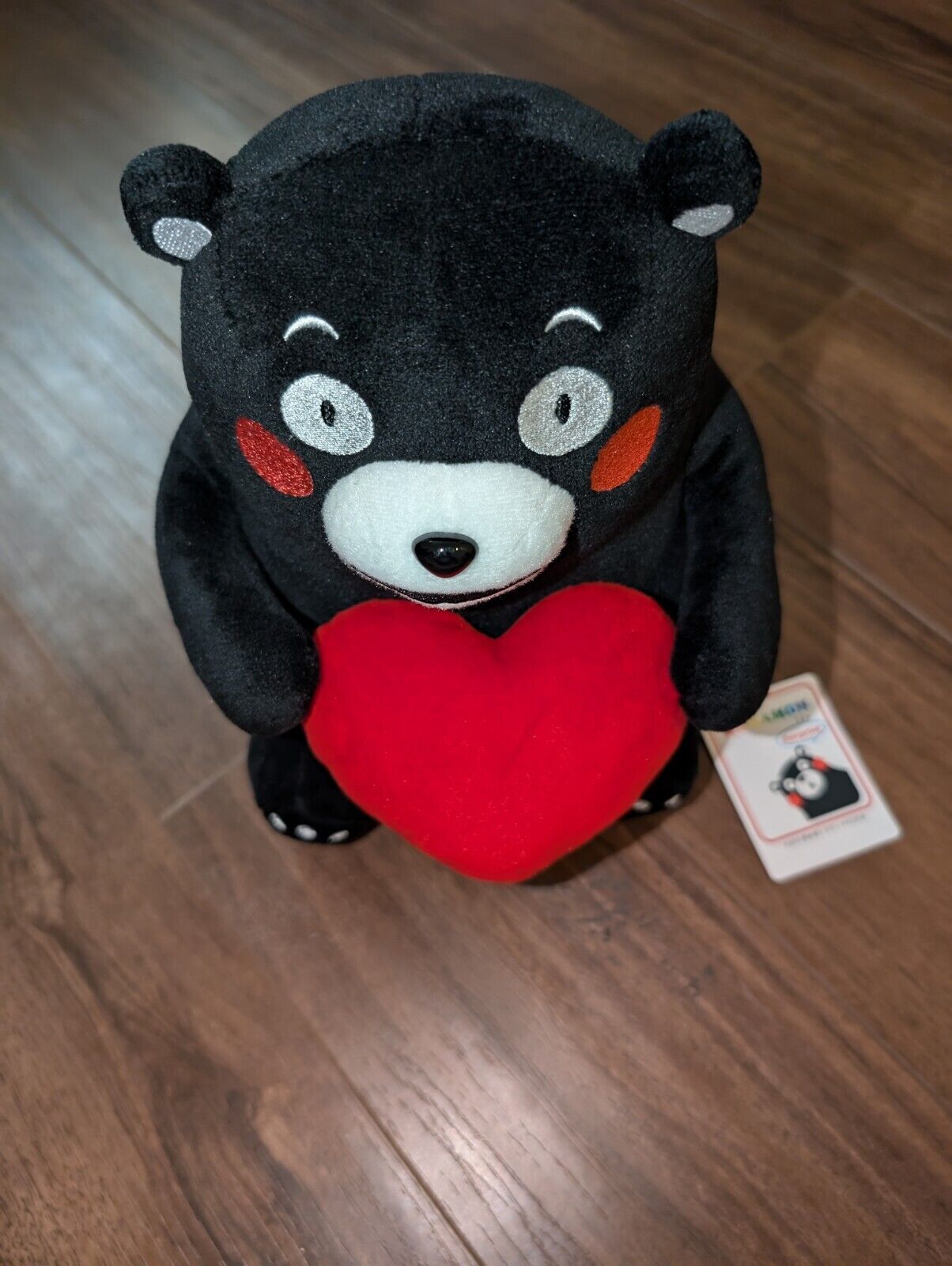  New With TAG 2010 Kumamon Black Bear Japan Mascot Plush Toy Holding Heart Rare