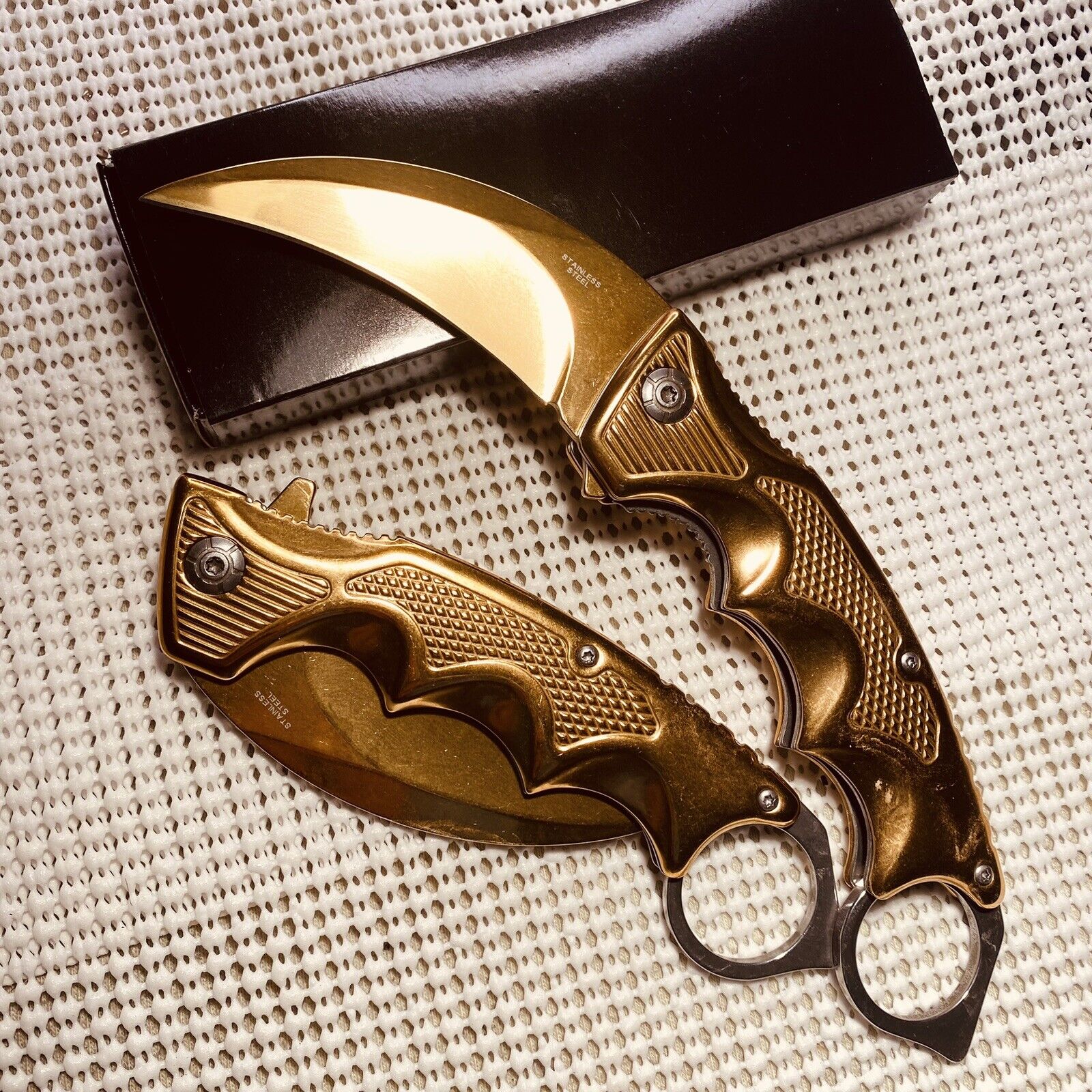 CS:GO Golden  Karambit quick Open Blade Pocket Knife Claw Hunting Gift