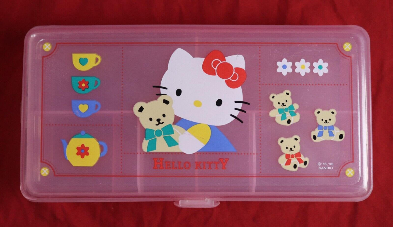 Hello Kitty Jewelry Box - 1995 Vintage Sanrio - Pink Plastic w/ Removable Tray