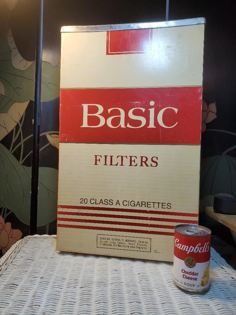 VTG BASIC Tobacco Brand Trashcan Wastebasket Ashtray RARE