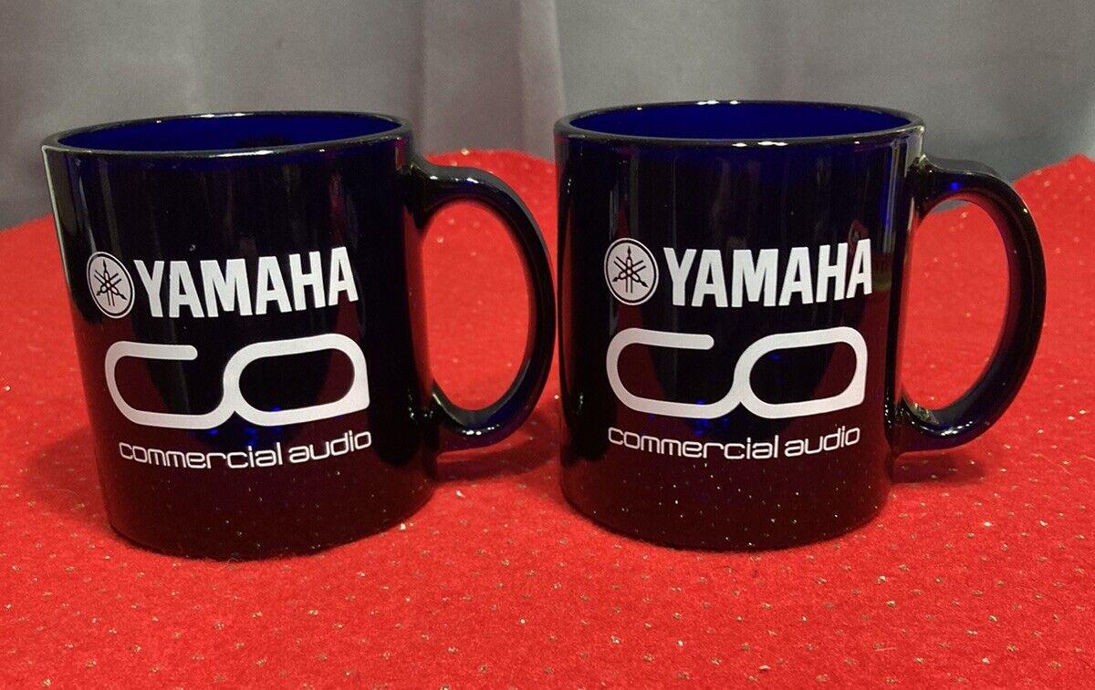 YAMAHA Commercial Audio Cobalt Blue Glasses logo print mug   12 oz  Made In USA