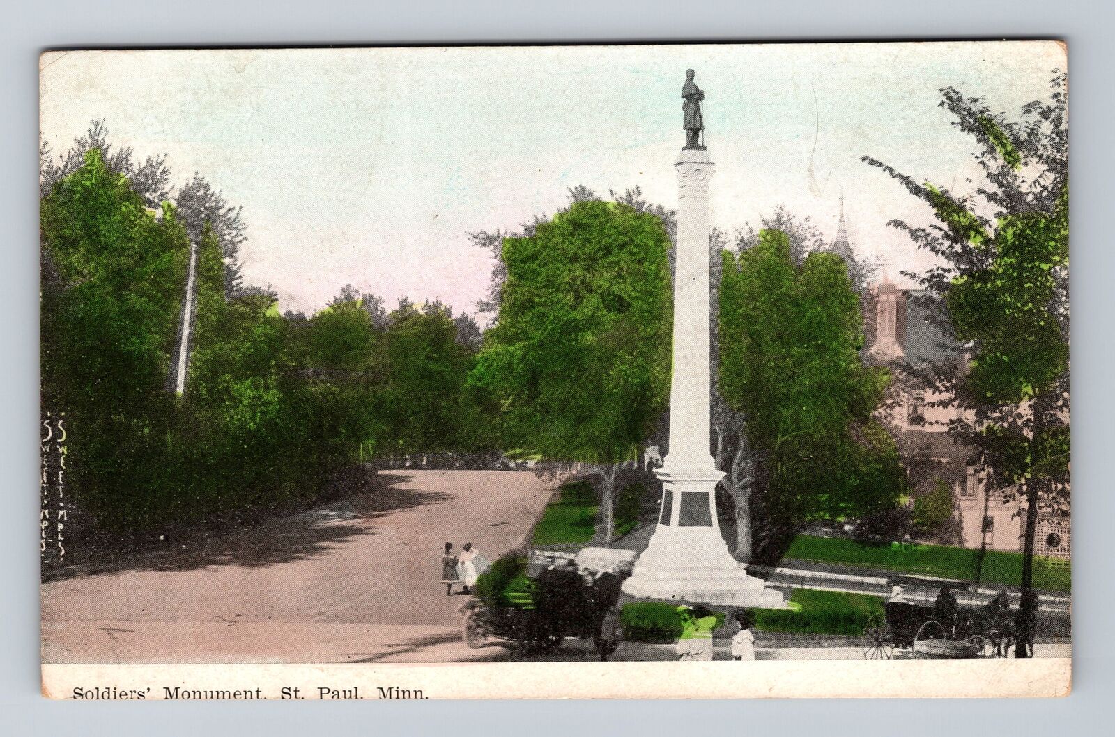 St Paul MN-Minnesota, Soldiers Monument, Antique, Souvenir Vintage Postcard