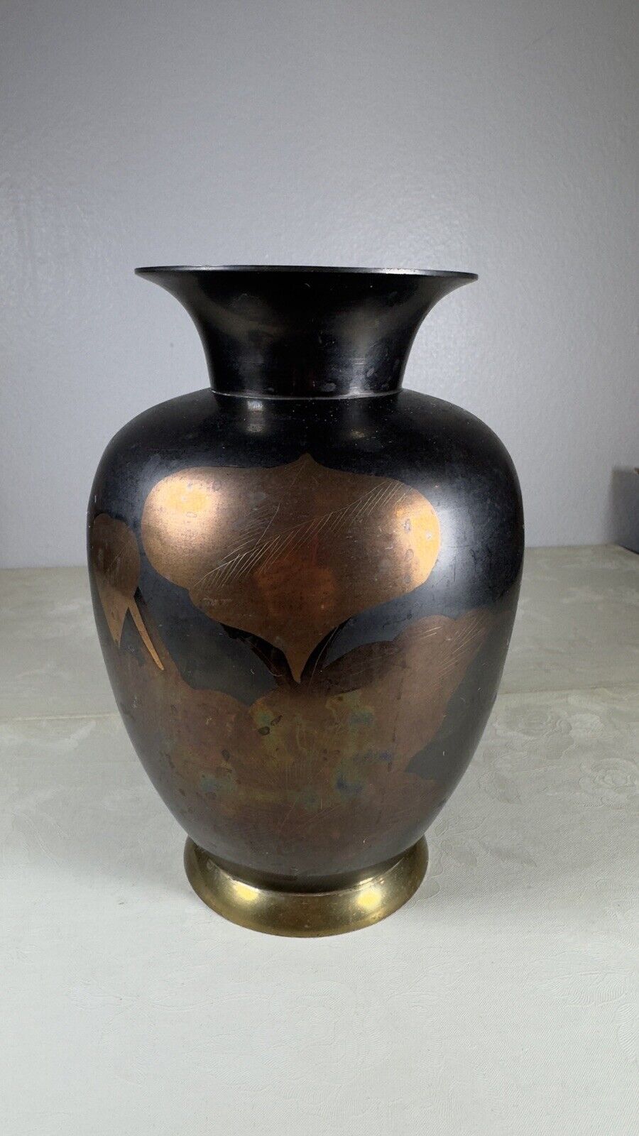 Vintage Large Colored Brass Vase