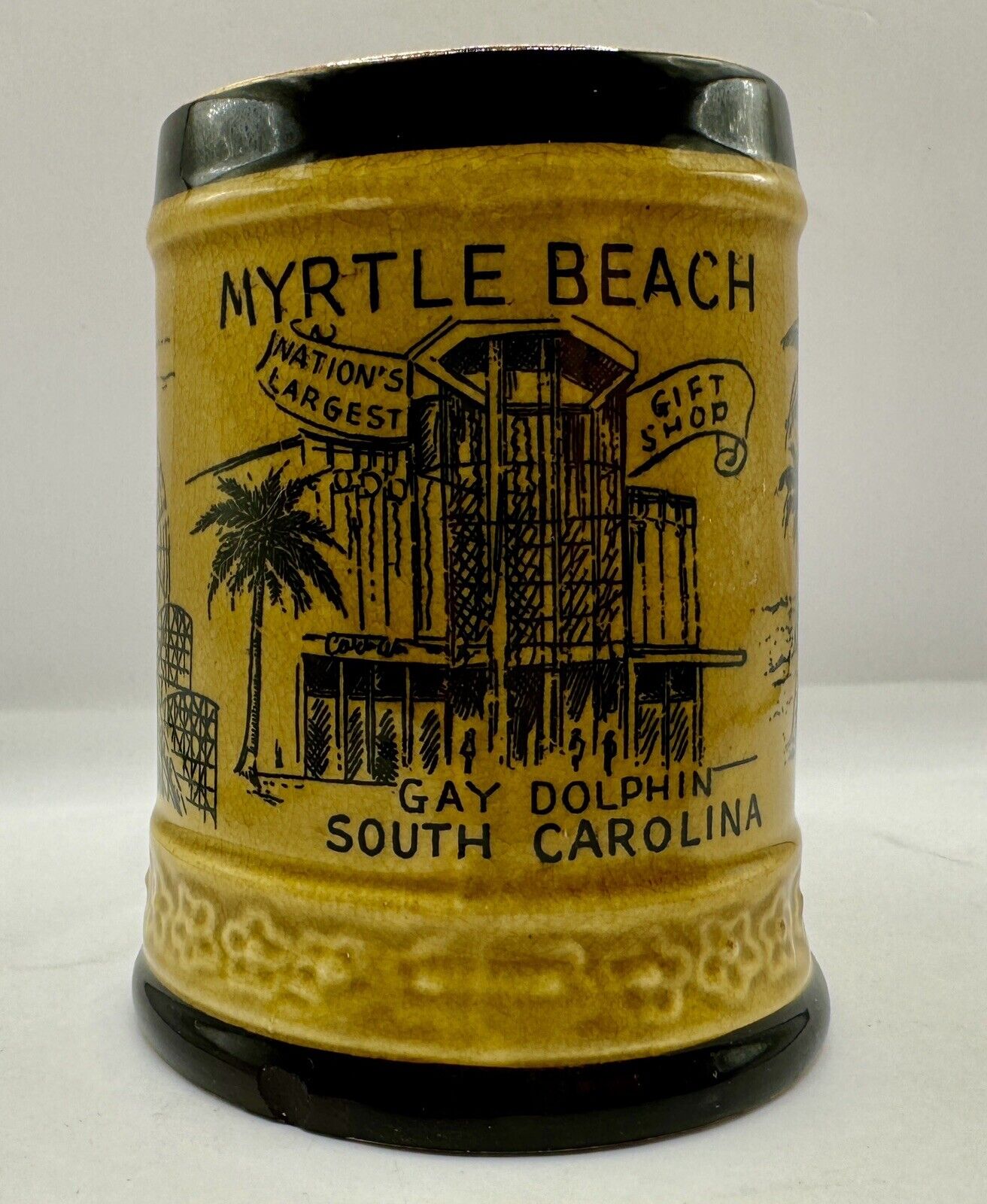 Vintage Myrtle Beach South Carolina Gay Dolphin Gift Shop Souvenir Mug