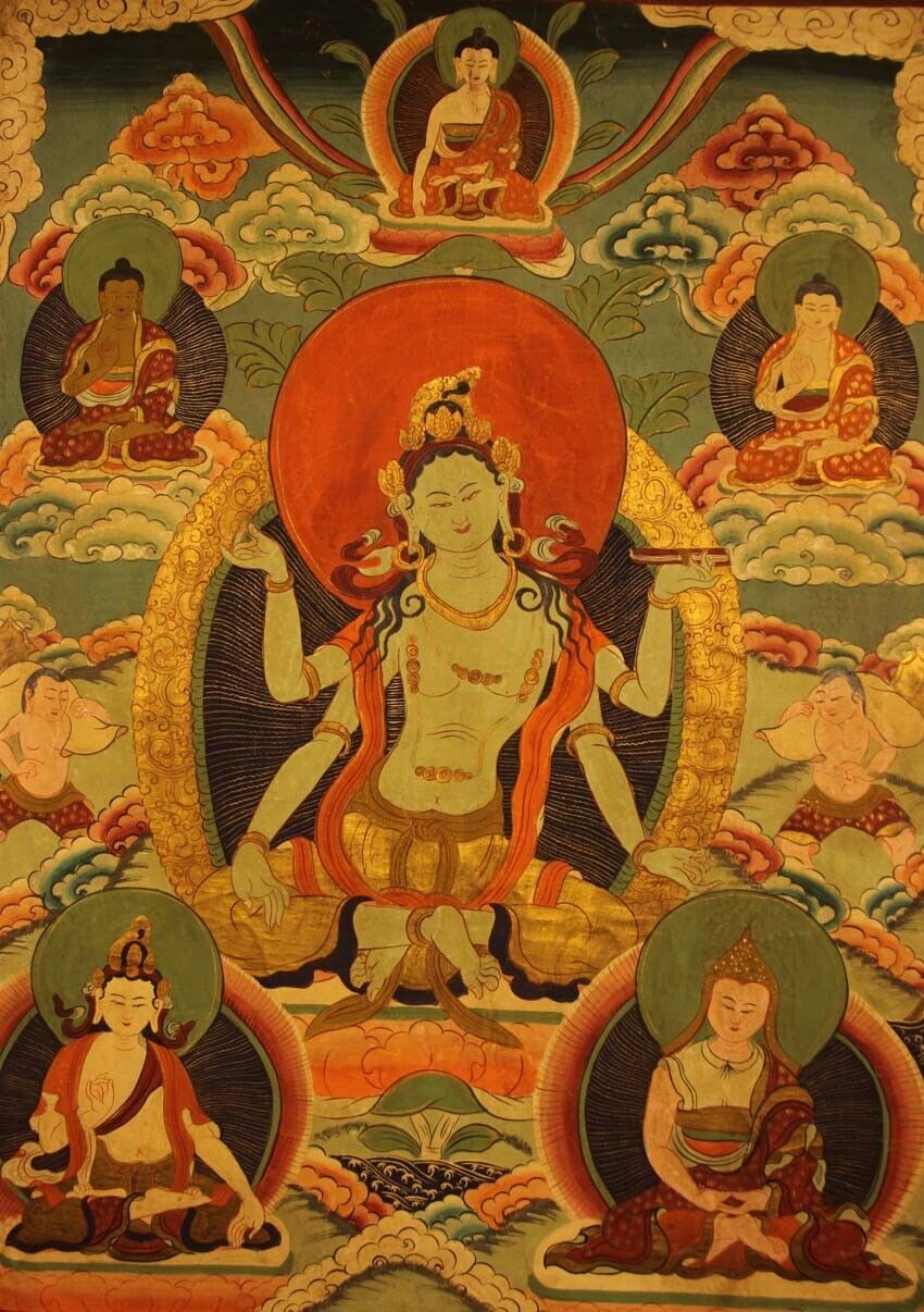 Amazing Tibet Vintage Old Buddhist Prajna Paramita Mother Buddha Thangka Tangka