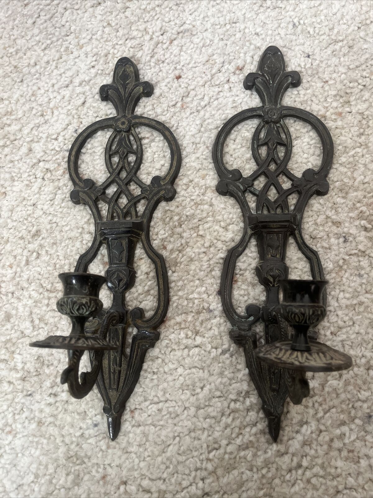 Vintage Pair Of Wall Mounted Candle Holders 
