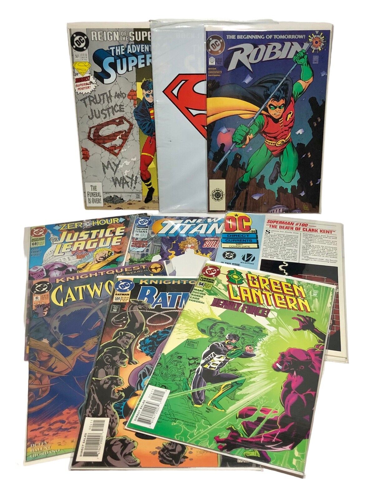 Vtg 90s Lot of 9 DC Comics Superman Poster Green Lantern Batman Robin