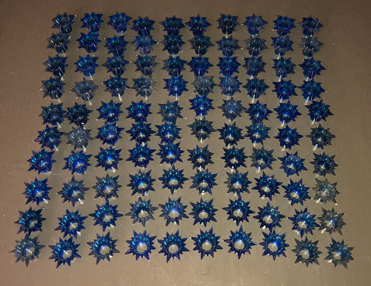 100pcs Vintage Starburst Atomic Star Christmas Light Covers Ice Blue Sears