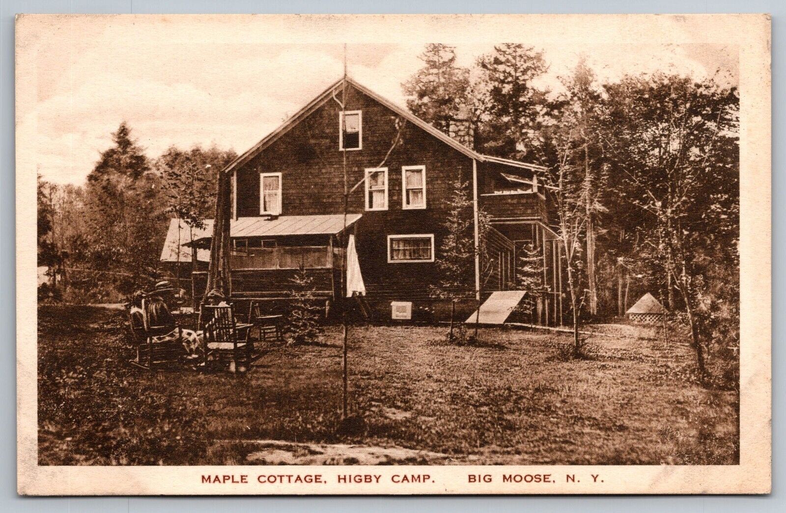 Maple Cottage. Higby Camp. Big Moose New York Vintage Postcard