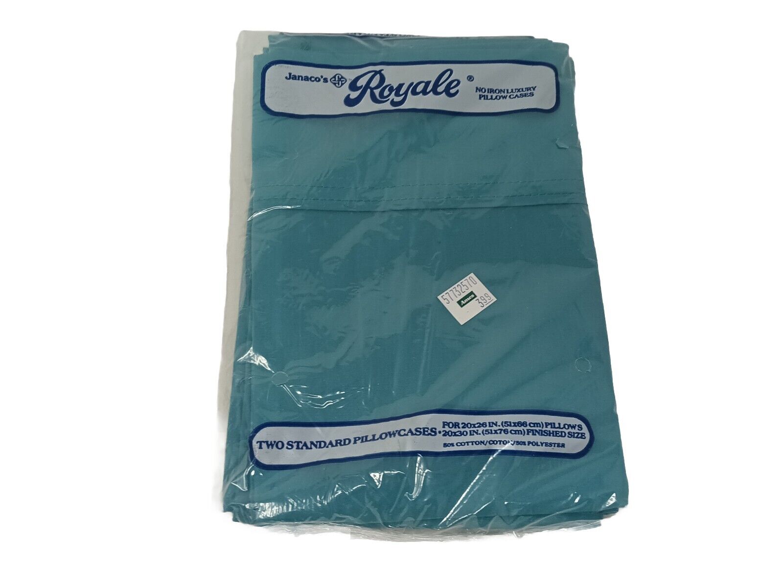 Vintage Janaco’s Royale Luxury Pillowcases NOS Solid Blue Set Of 2 Standard USA