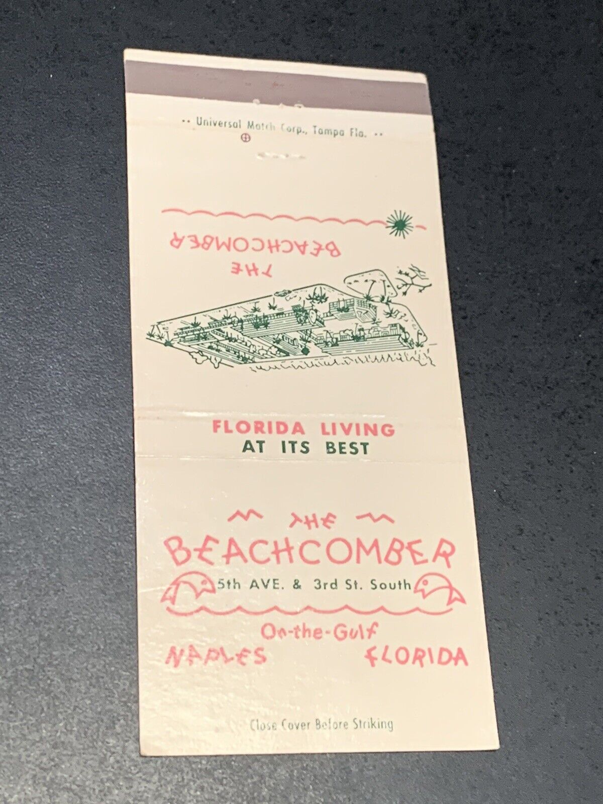 Vintage Florida Matchbook “The Beachcomber” Naples, FL