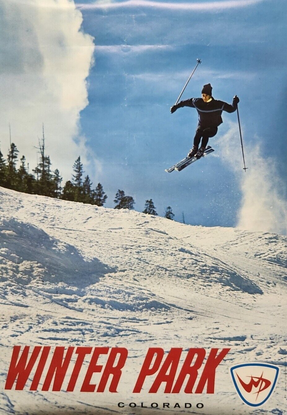 Original Authentic 1960s Winter Park Colorado Skiing Vintage Poster VG Condition