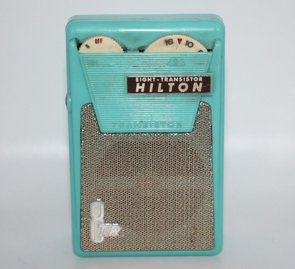 Vintage Eight Transistor Hilton AM Radio Rare Blue Color made in Japan for PARTS