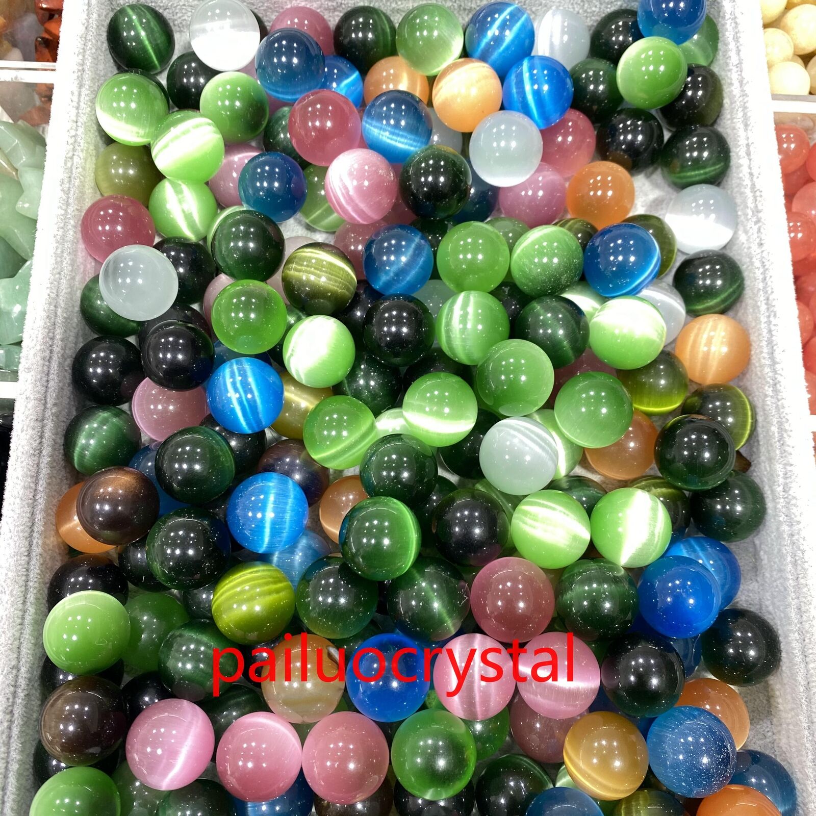 100pcs Wholesale Mixed Cat's eye Ball Quartz Crystal Sphere Reiki Healing 20mm+