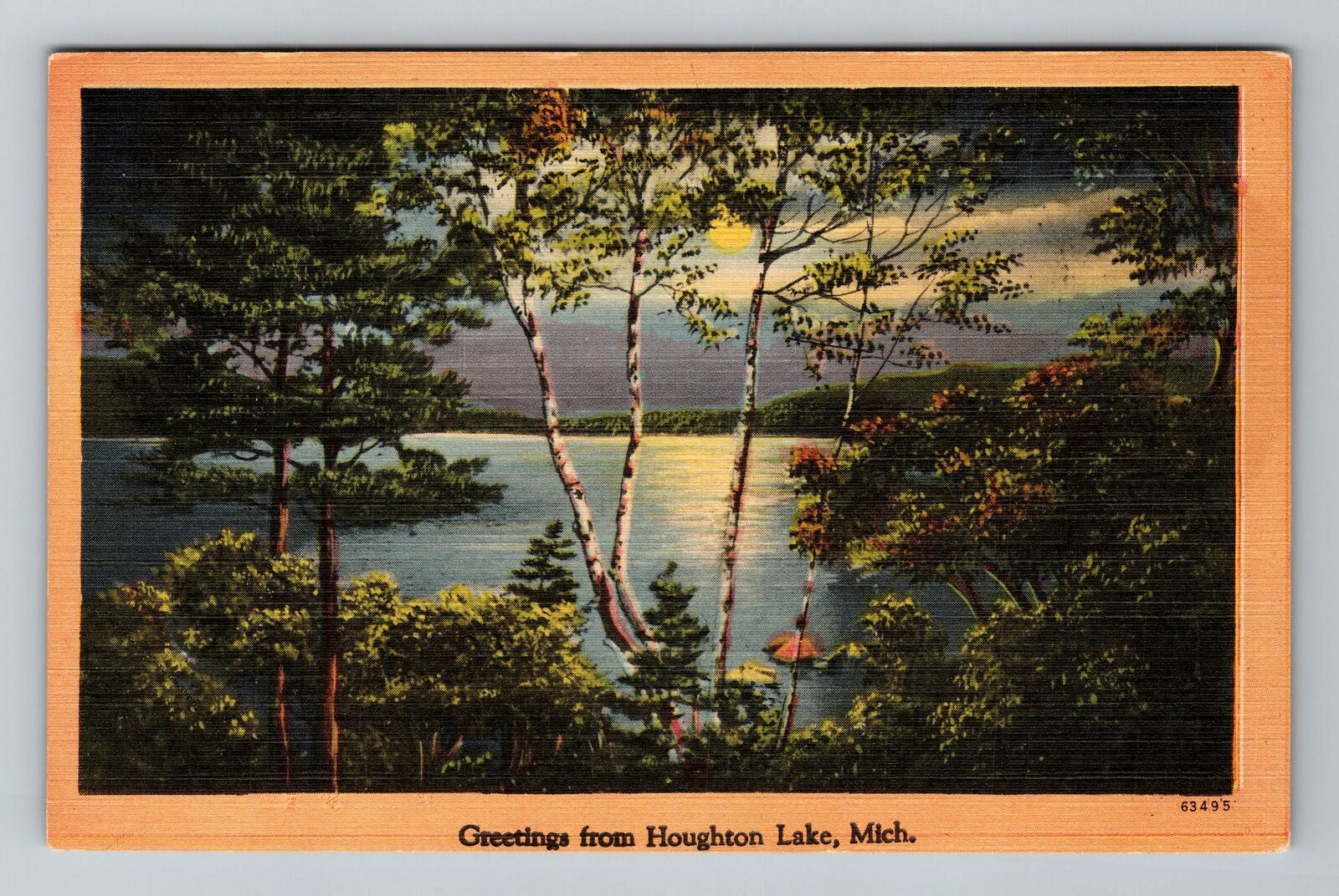 Houghton MI-Michigan, Scenic Greetings at Night, Vintage Postcard