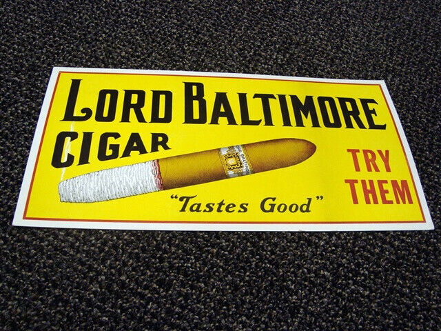 Circa 1930s Lord Baltimore Cigar Cardboard Sign