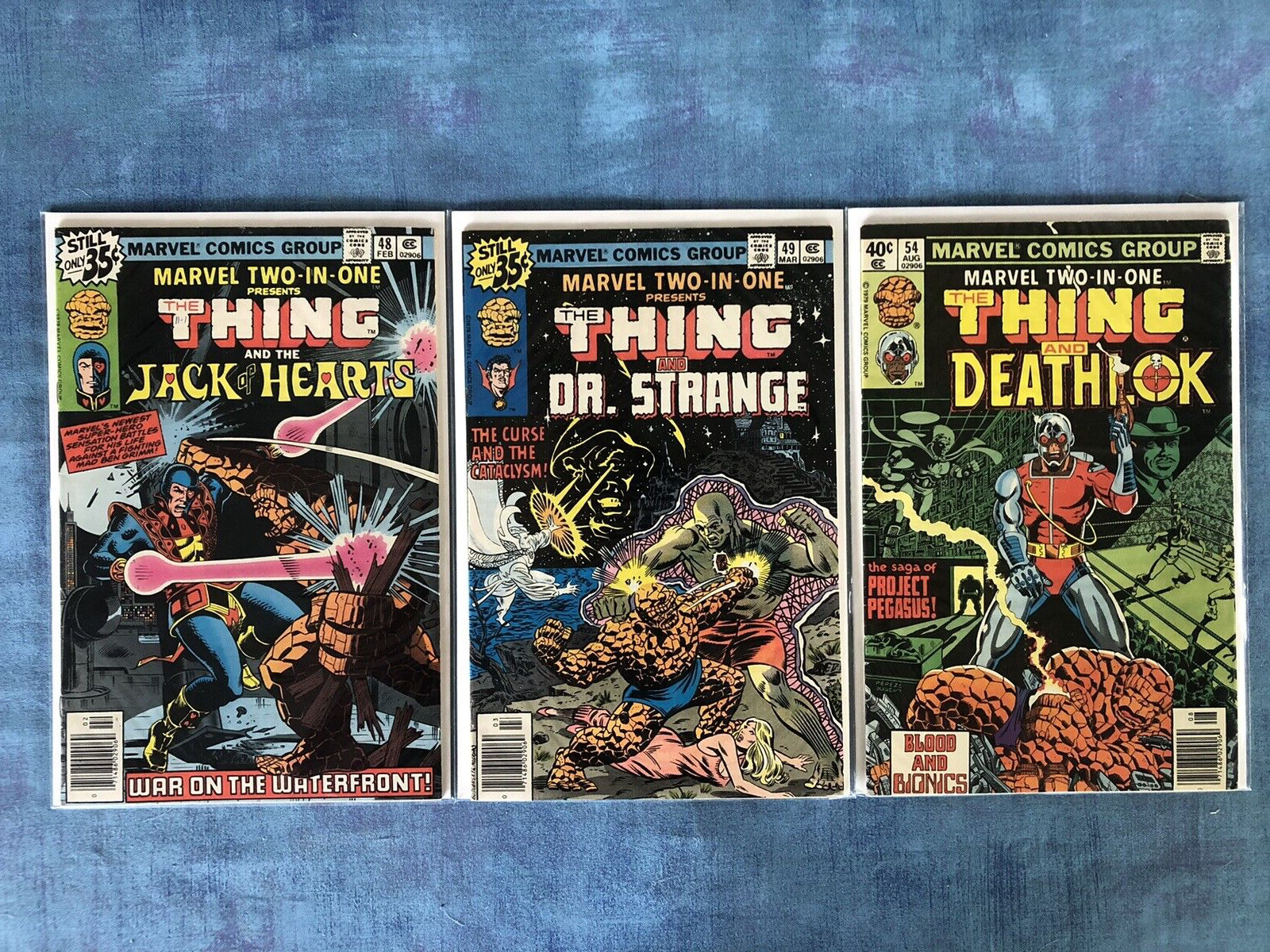 MARVEL TWO-IN-ONE - LOT OF 3 COMIC BOOKS - #48, 49, 54 - BRONZE AGE - VF