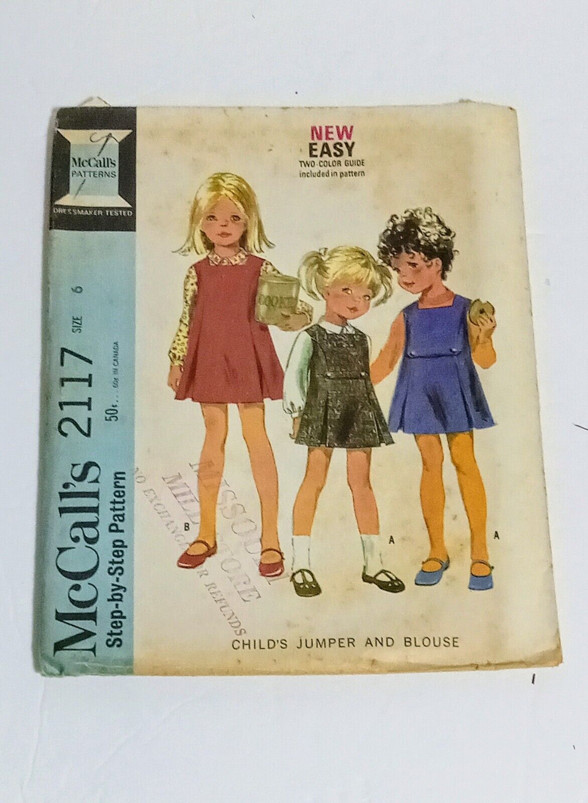 1960s Vintage Mccall Sewing Pattern 2117 Size Kids 6