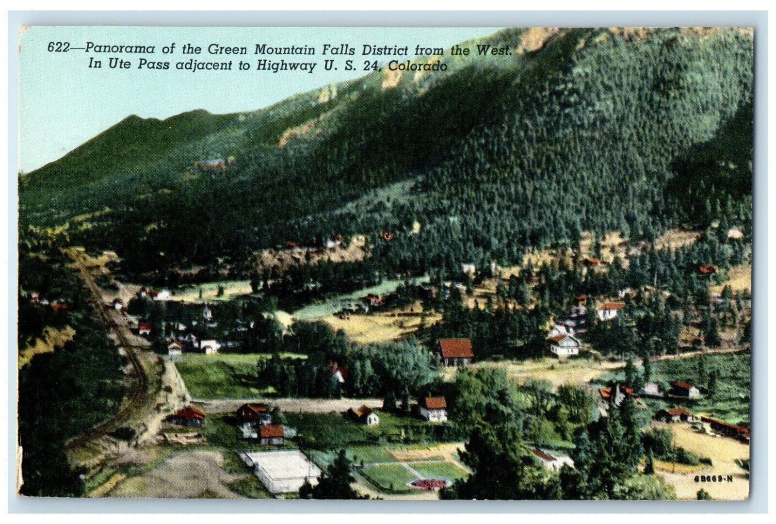 c1950's Panorama of the Green Mountain Falls District Colorado CO Postcard