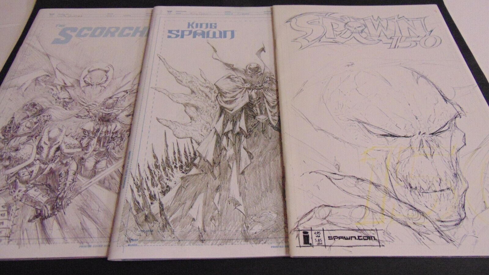 SPAWN #150 KING SPAWN # 1 THE SCORCHED #1 SKETCH COVER VARIANT LOT OF 3 LEE HTF