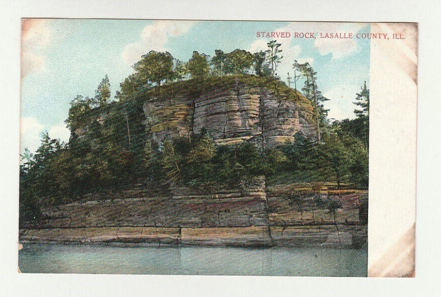 1909 Oglesby IL Lovers Leap Starved Rock LaSalle County La Salle Cliff Postcard