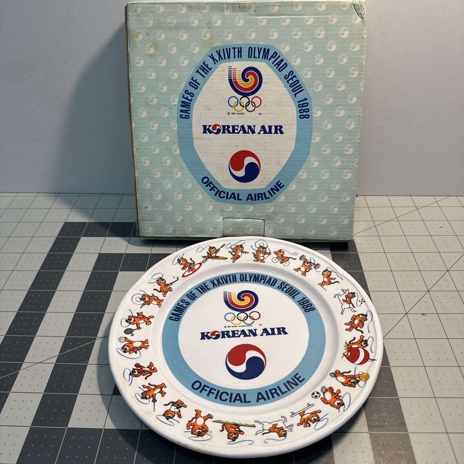 Korean Airlines 1988 Seoul Olympic Games Plate Vintage Commemorative Hodori