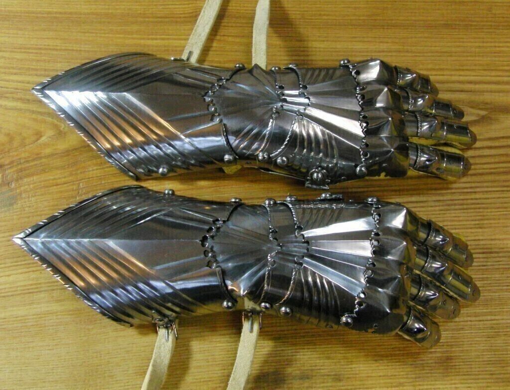 18GA Steel Medieval Late Gothic Knight Finger Gauntlets Armor Gloves LARP Cospl