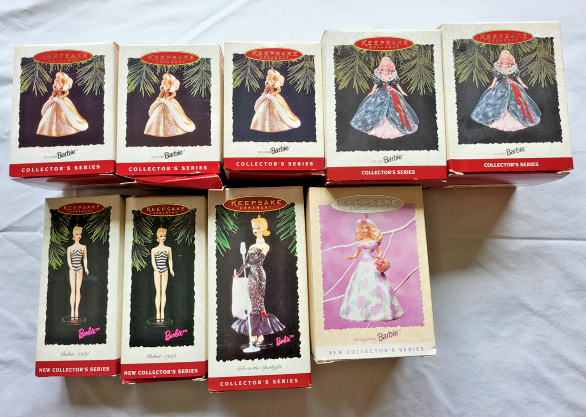 Lot of 9 Hallmark Keepsake Barbie Ornament Collector's Series Vintage 1994-1995