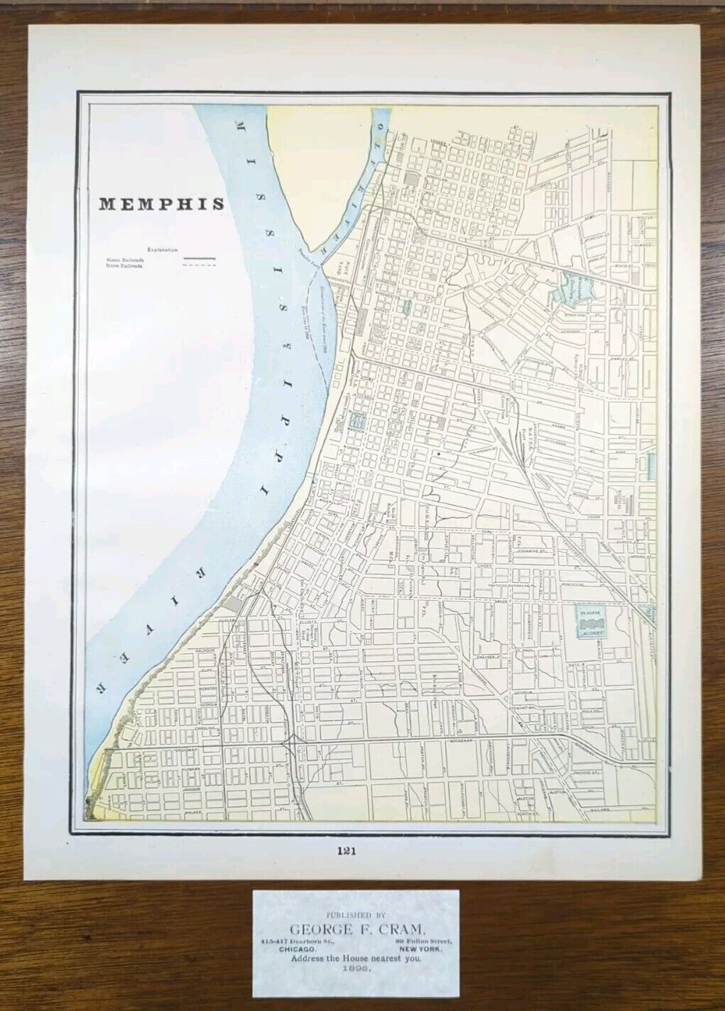 Vintage 1896 MEMPHIS TENNESSEE Map 11\