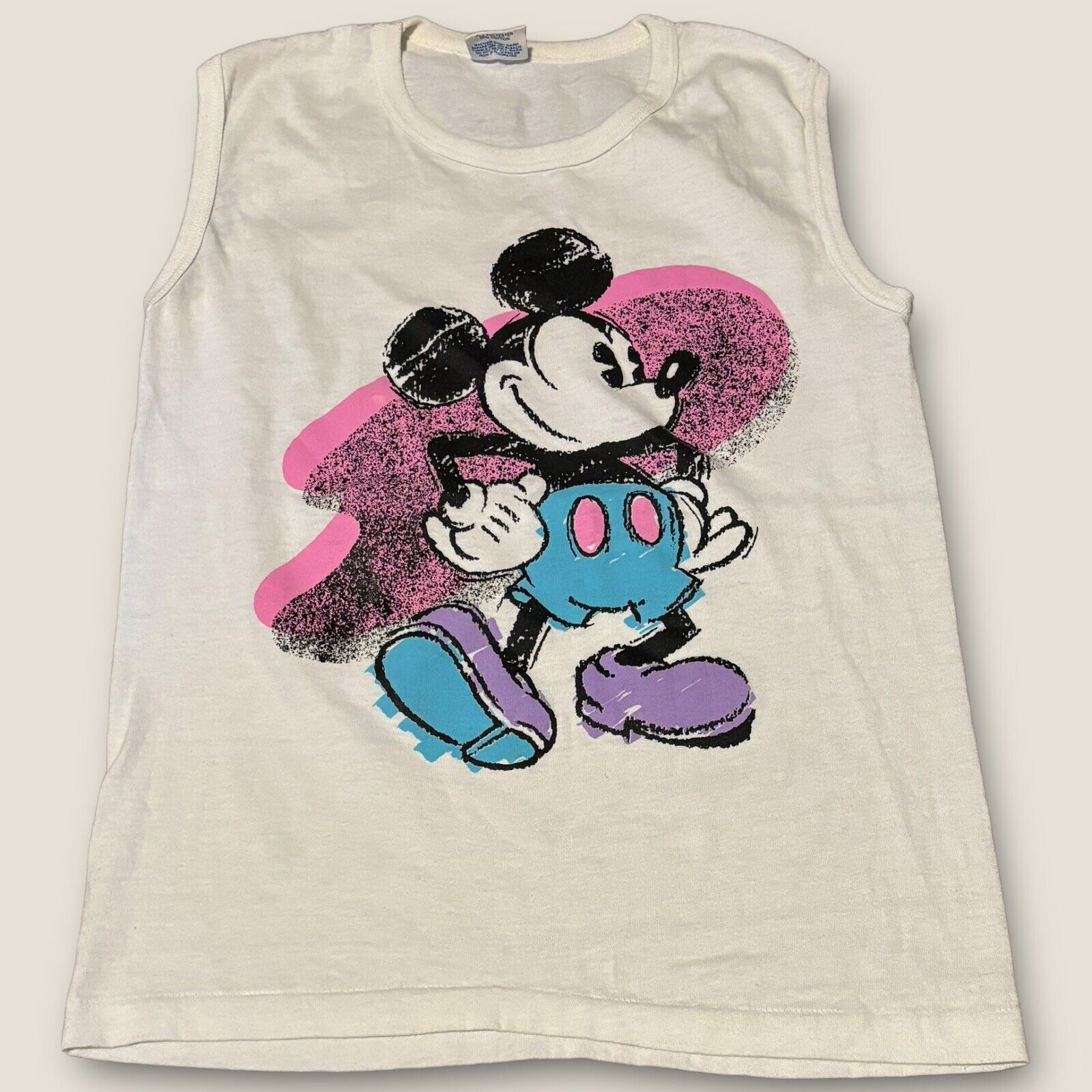 Vintage 1980’s Original Disney Mickey Mouse White Tank Top Shirt Women’s Small