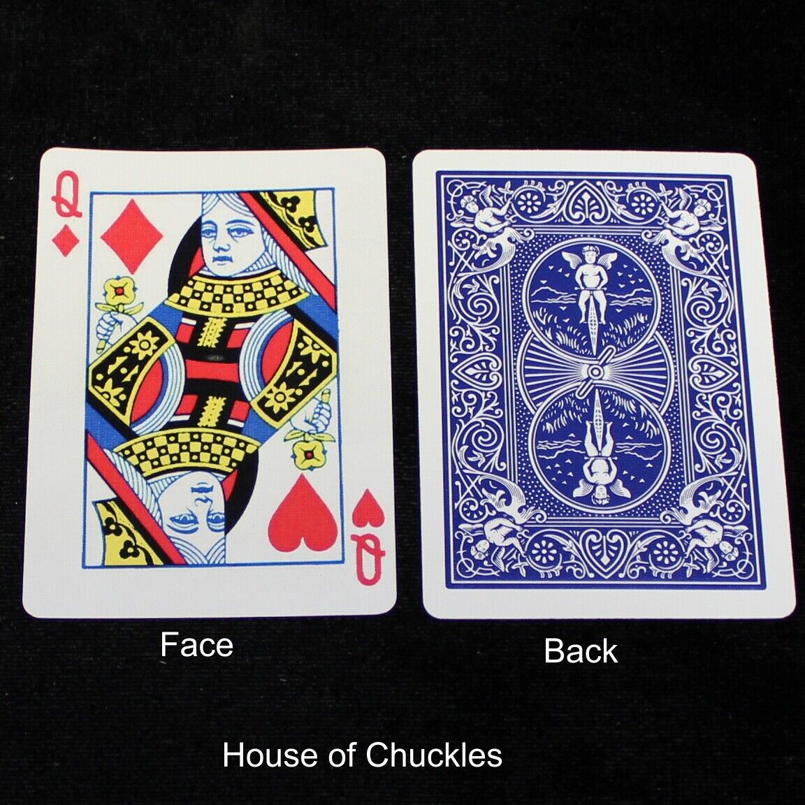 Queen of Diamonds / Hearts - Mis-Indexed - Blue Bicycle Gaff Playing Card