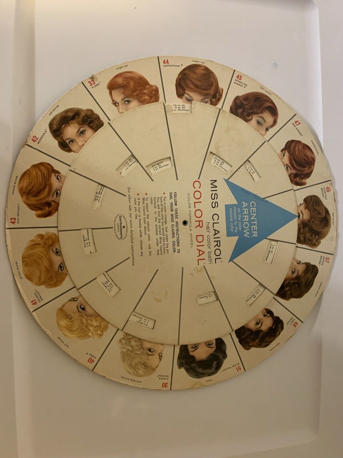 Vtg 1962 Miss Clairol Color Dial Advertising Hair Coloring Cardboard Chart Store