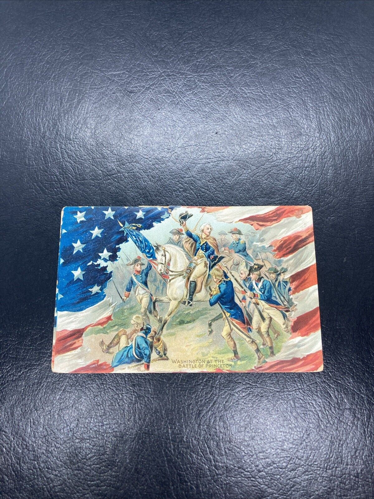 George Washington at Battle of Princeton Embossed Tucks Postcard Saxony 1909