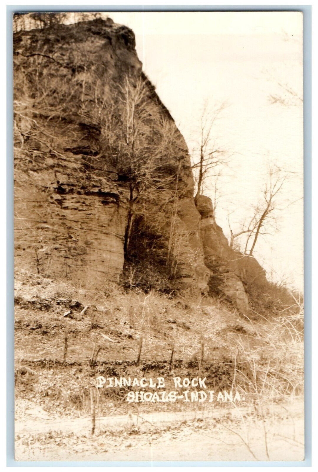 Shoals Indiana IN RPPC Photo Postcard Pinnacle Rock c1950's Unposted Vintage