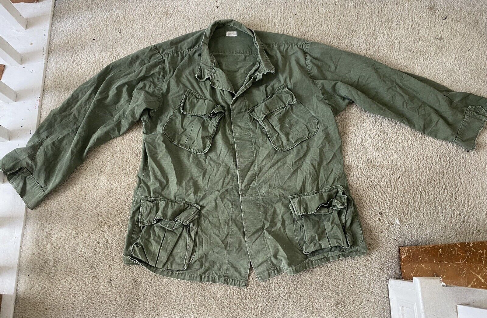 Vintage Vietnam OG 107  Jungle Jacket Size L Ripstop Distressed