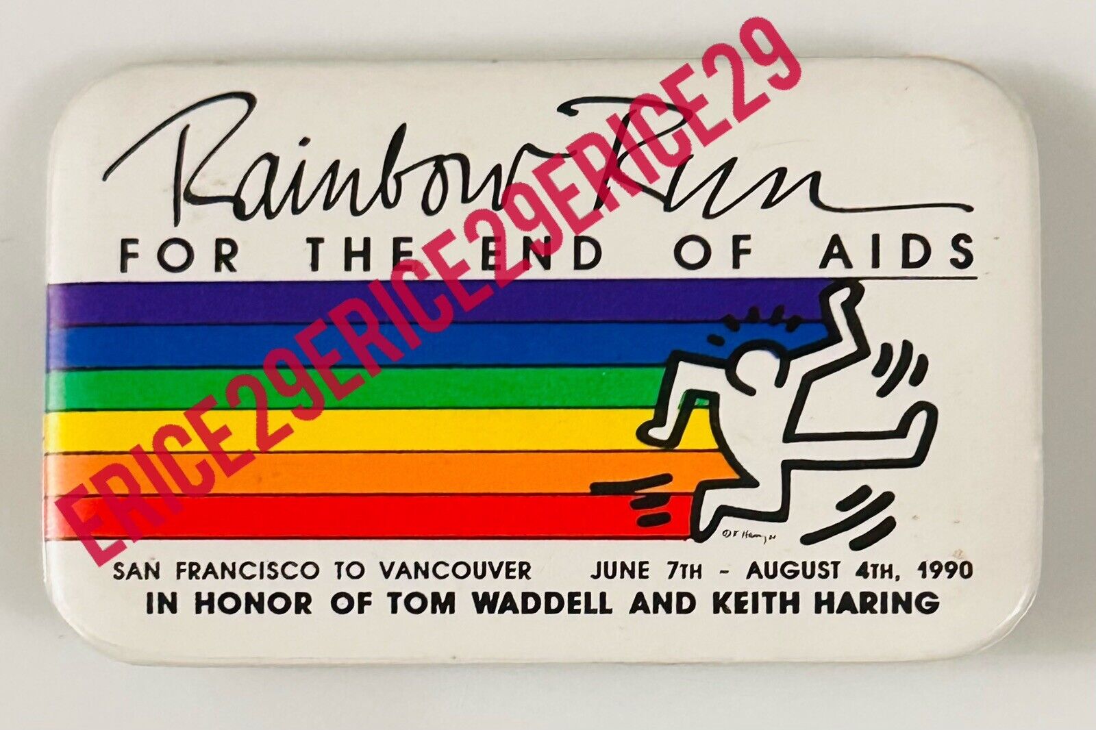 Keith Haring 1990 Rainbow Run End Of AIDS Gay Pride LGBTQ Gay Interest Pinback