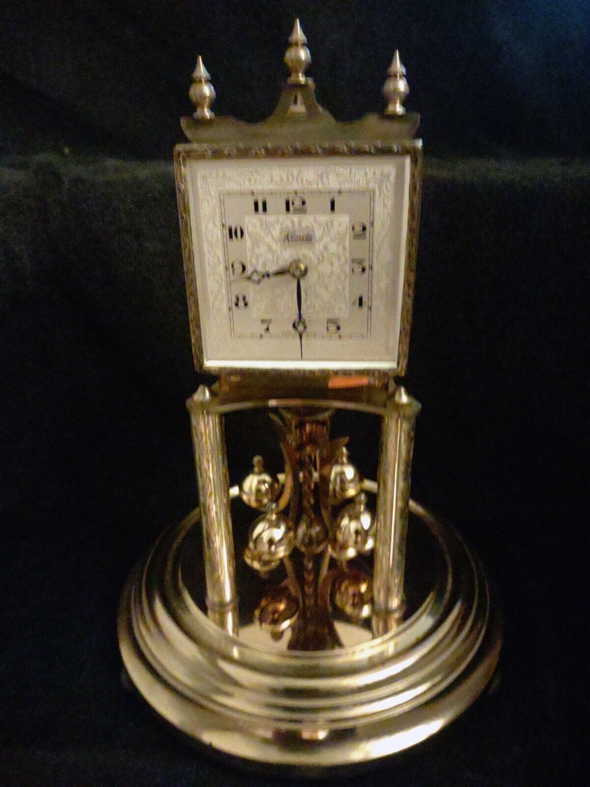 Vintage Kundo 400 Day Anniversary Clock WORKING,Key, Glass Dome
