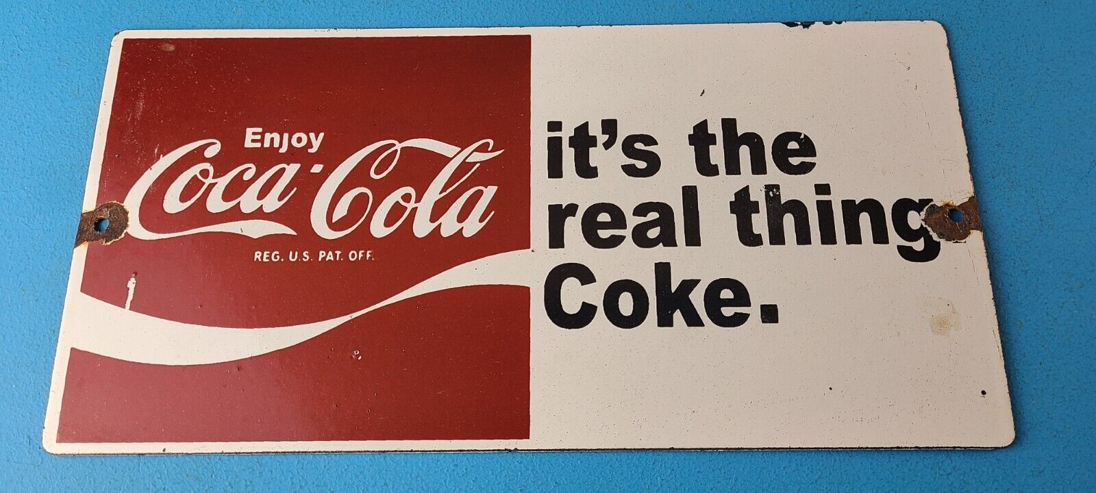 Vintage Coca Cola Porcelain Sign - Coke Soda Bottles Gas Pump Service Sign