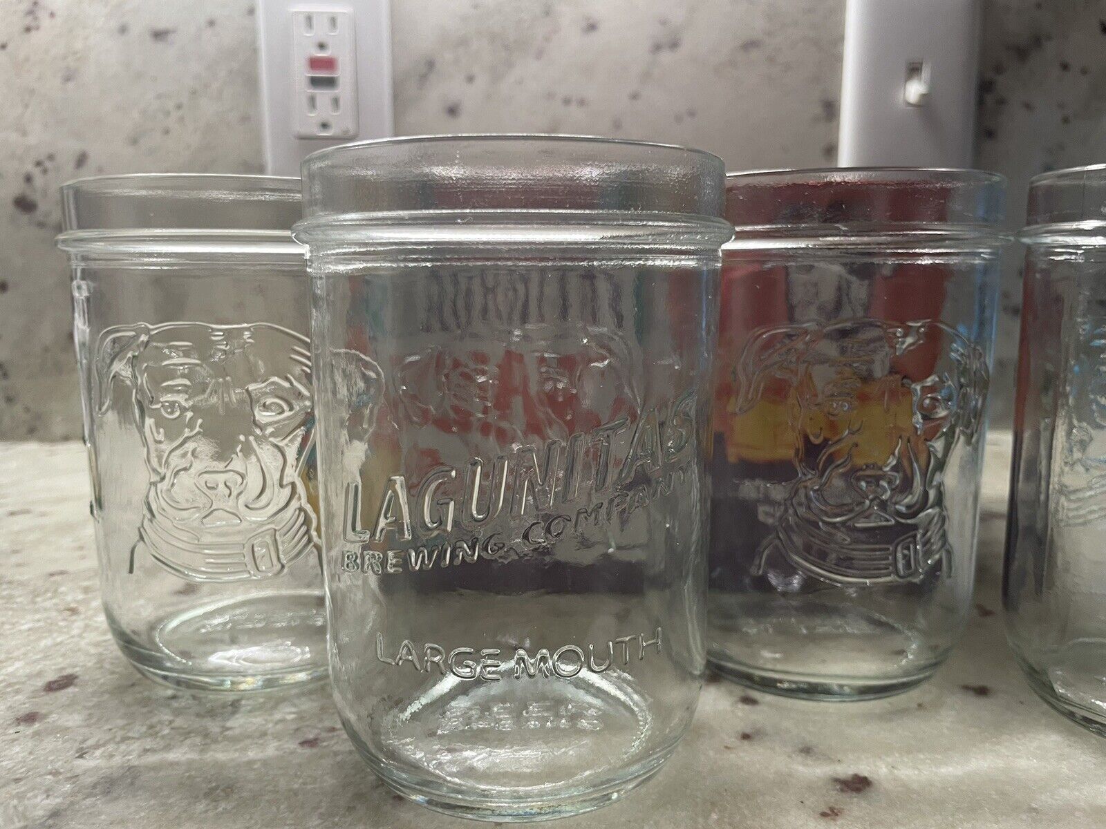 4 Lagunitas Brewing 16 Oz Large Mouth Mason Jar Beer Embossed Glasses IPA New BX