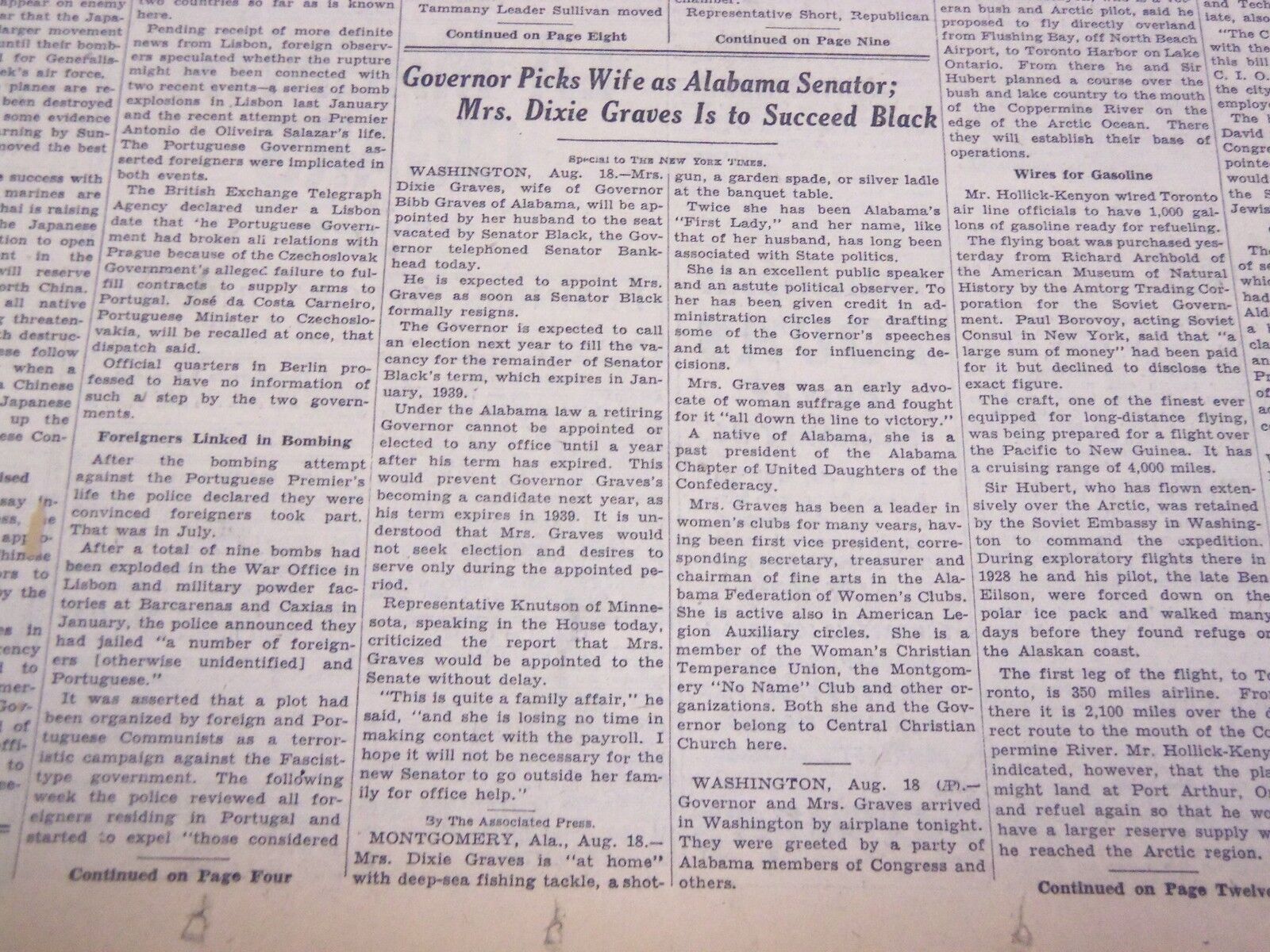 1937 AUGUST 19 NEW YORK TIMES - MRS. GRAVES TO SUCCEED BLACK - NT 3024