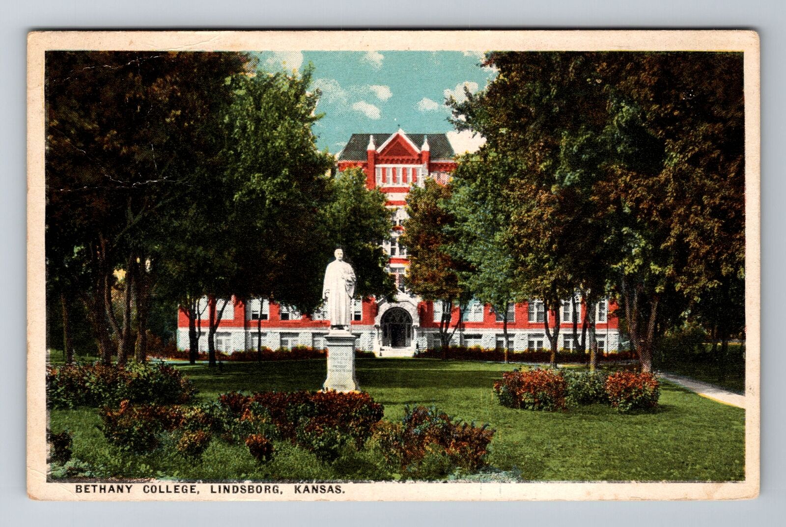 Lindsborg KS-Kansas, Bethany College, Antique Vintage Souvenir Postcard