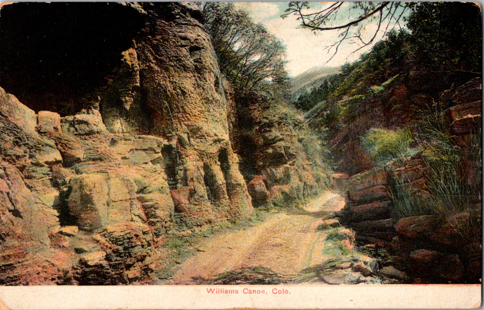 Vintage 1907 Rocky Trail Pass Williams Canyon Colorado Springs CO Postcard