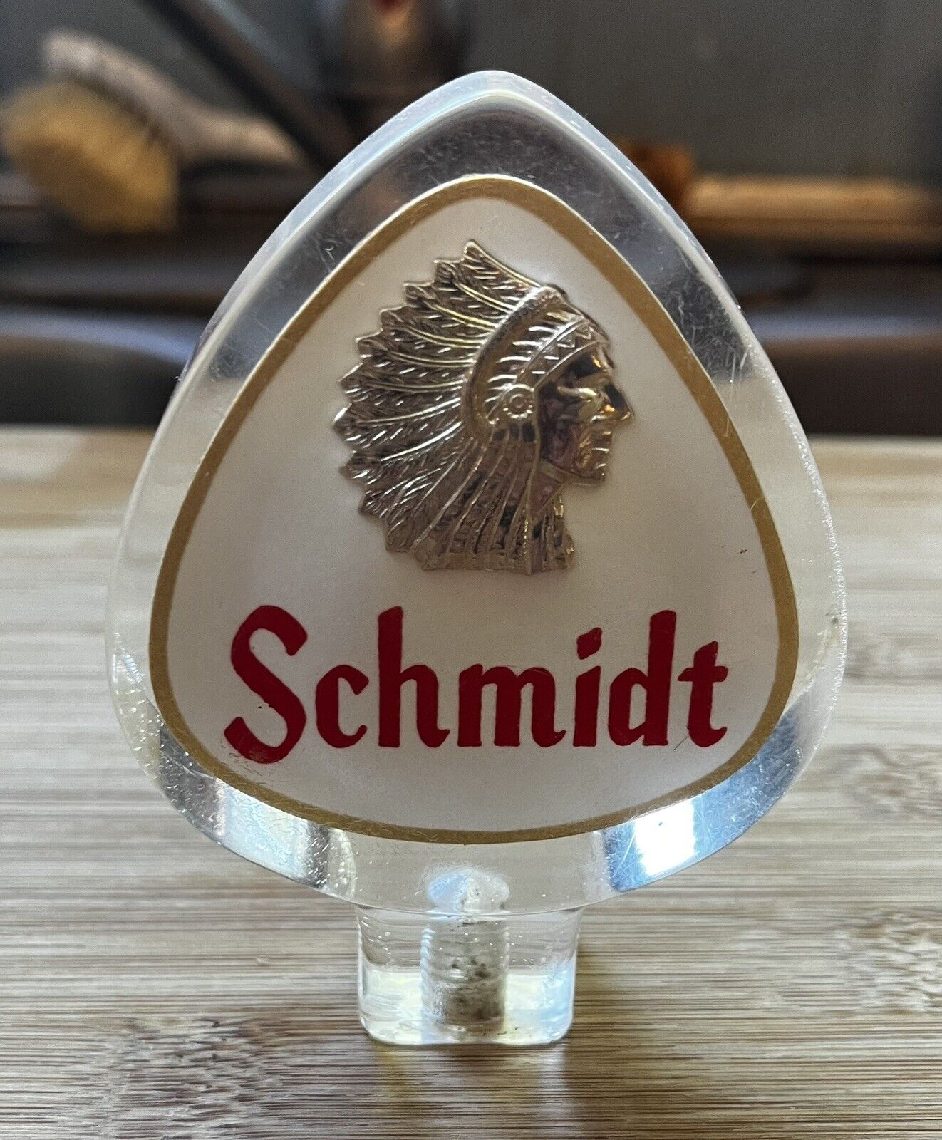 Vintage Schmidt Lucite Beer Tap Handle 4” Arrowhead Rare