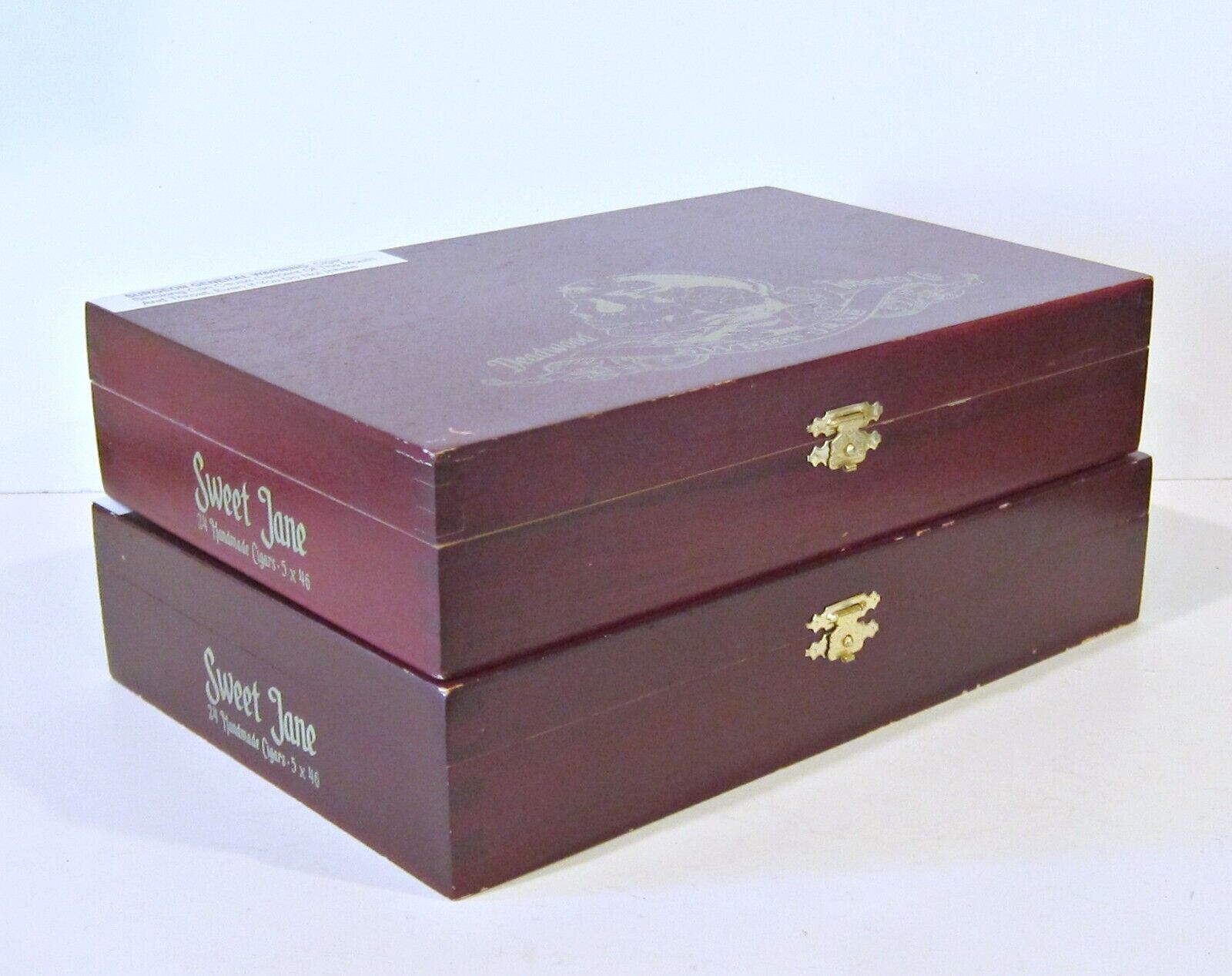 2 SWEET JANE EMPTY WOODEN CIGAR BOXES by Deadwood