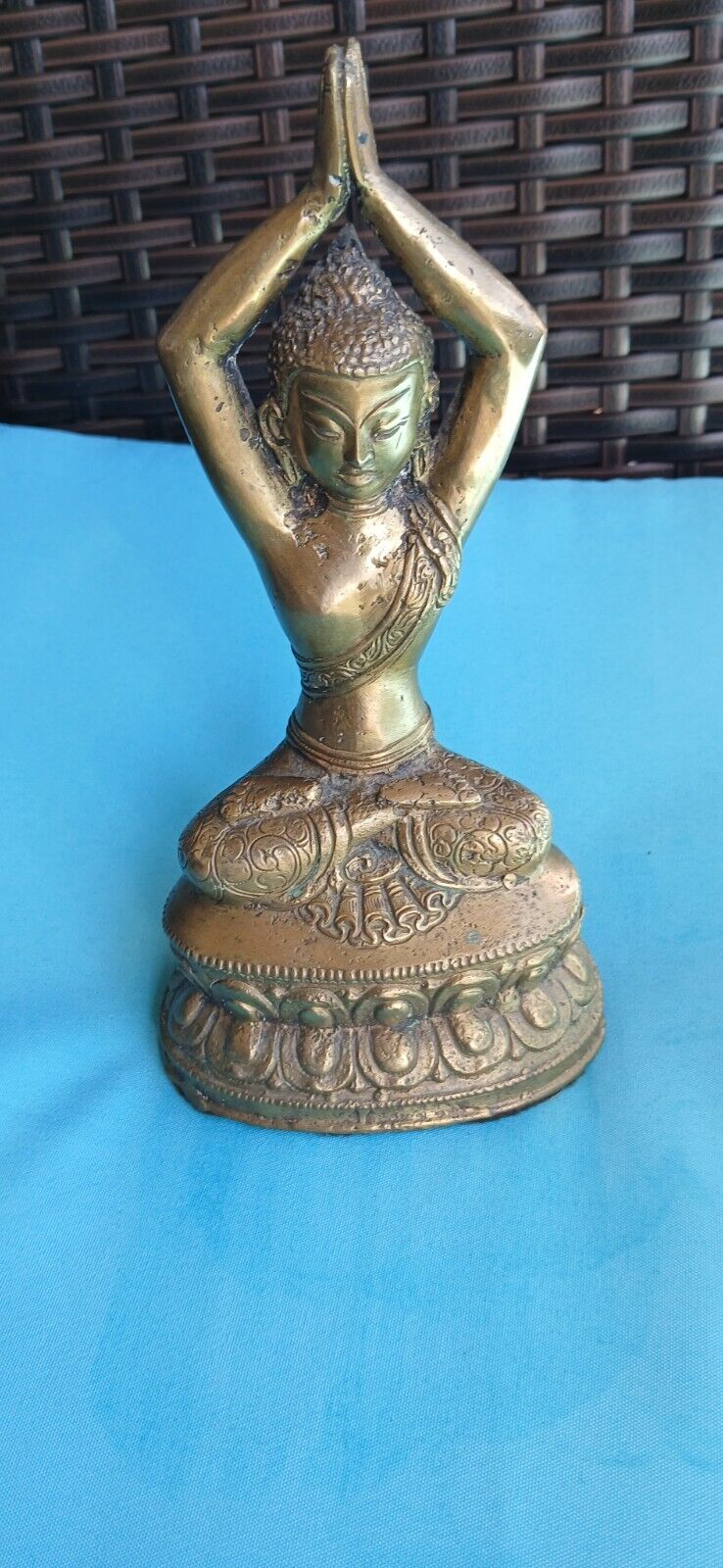 vtg bronze buddhist sculpture 8 inches